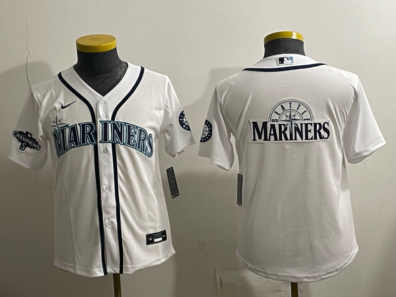 youth 2026 Seattle Mariners blank white Nike MLB Jersey 005